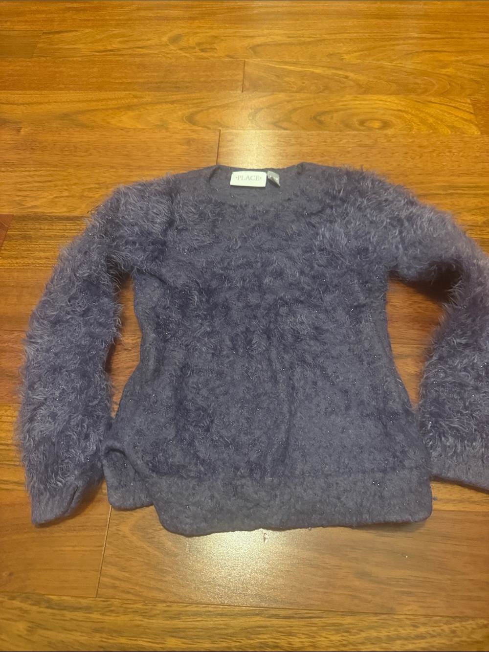 The Children's Place Fuzzy Glitter Purple Crewneck Sweater